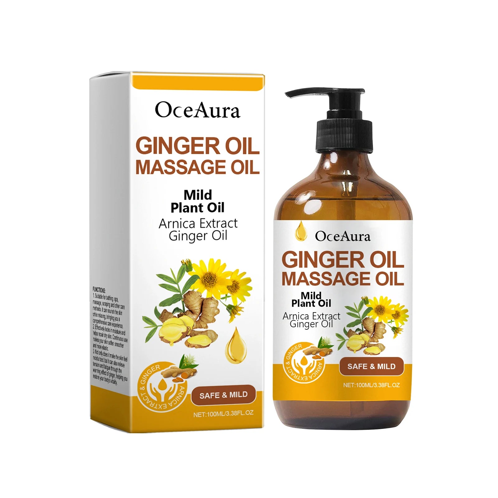 Relaxing Body Ginger Massage Oil Improve Rough Dry Skin Moisturizing Nourishing Restore Skin Vitality Body Care 100ML