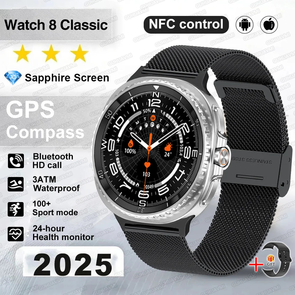 Watch 8 Ultra Classic GPS SmartWatch Compass NFC Men AMOLED Call Chat GPT Watches 3ATM Waterproof Sports Fitness Ms. Smartwatch
