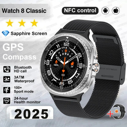 Watch 8 Ultra Classic GPS SmartWatch Compass NFC Men AMOLED Call Chat GPT Watches 3ATM Waterproof Sports Fitness Ms. Smartwatch