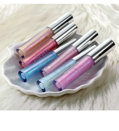 6 Colors Laser Holographic Lip Gloss Liquid Lipstick Mermaid Pigment Longlasting Glitter Lipgloss Waterproof Metallic Lip Makeup