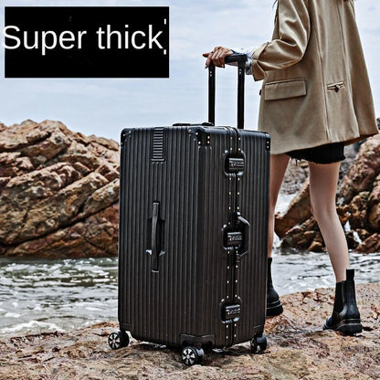 Oversized 28/50/70/80-inch Suitcase Aluminum Frame Suitcase on Wheels Large capacity Leather Luggage with Combination Lock