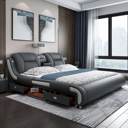 Modern Luxury Bedroom Furniture Smart Electric Massage Up-holstered Beds king Size Double Bed Mattress Plus Frame with...