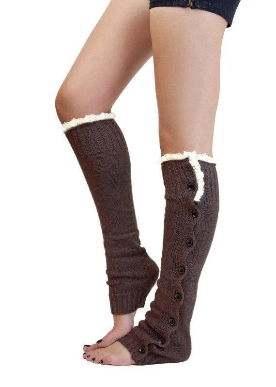 Women's Leg Guards Autumn and Winter New Lace Lace Buttons Warm Long Jk Stacking Socks Cover Boot Cover