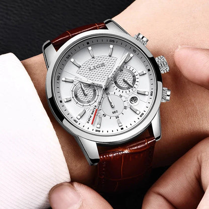 2025 LIGE Top Brand Luxury Casual Leather Quartz Men Watch Man Business Clock Male Sport Waterproof Date Chronograph Men Watches