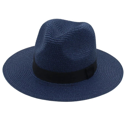 Spring and Summer Hot Selling Panama Straw Hat Square Black Ribbon Korean Style Hat for Men and Women Jazz Hat Panamahat