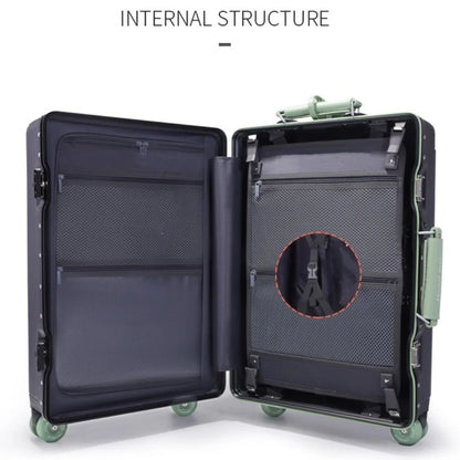 Front Opening Suitcase Aluminum Frame 20" Carry-on Trolley Case Bag with Colorful Silent Wheel USB Charging Plug Rolling Luggage - Kimlud