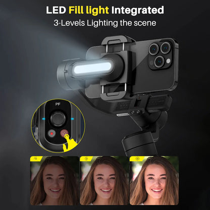 AOCHUAN SMART S2 Gimbal Stabilizer for Smartphone Professional Industry-Standard 3-Axis Phone Gimbal with Extendable Rod