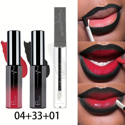 3pcs Long-Lasting Matte Lip Gloss and Lip Oil Set - Waterproof, Non-Stick Cup, Velvet Finish, Valentine'S Day Gifts