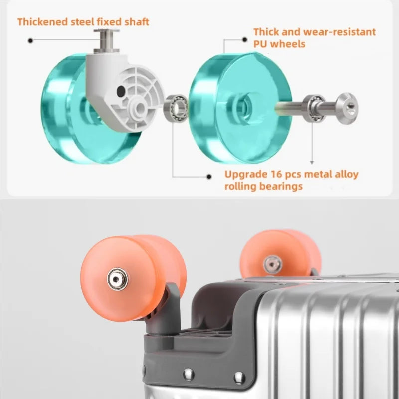 New All Aluminum-magnesium Alloy Suitcase with Spinner Wheel TSA Lock Leather Handle 20/24/29'' Travel Case Bag Rolling Luggage