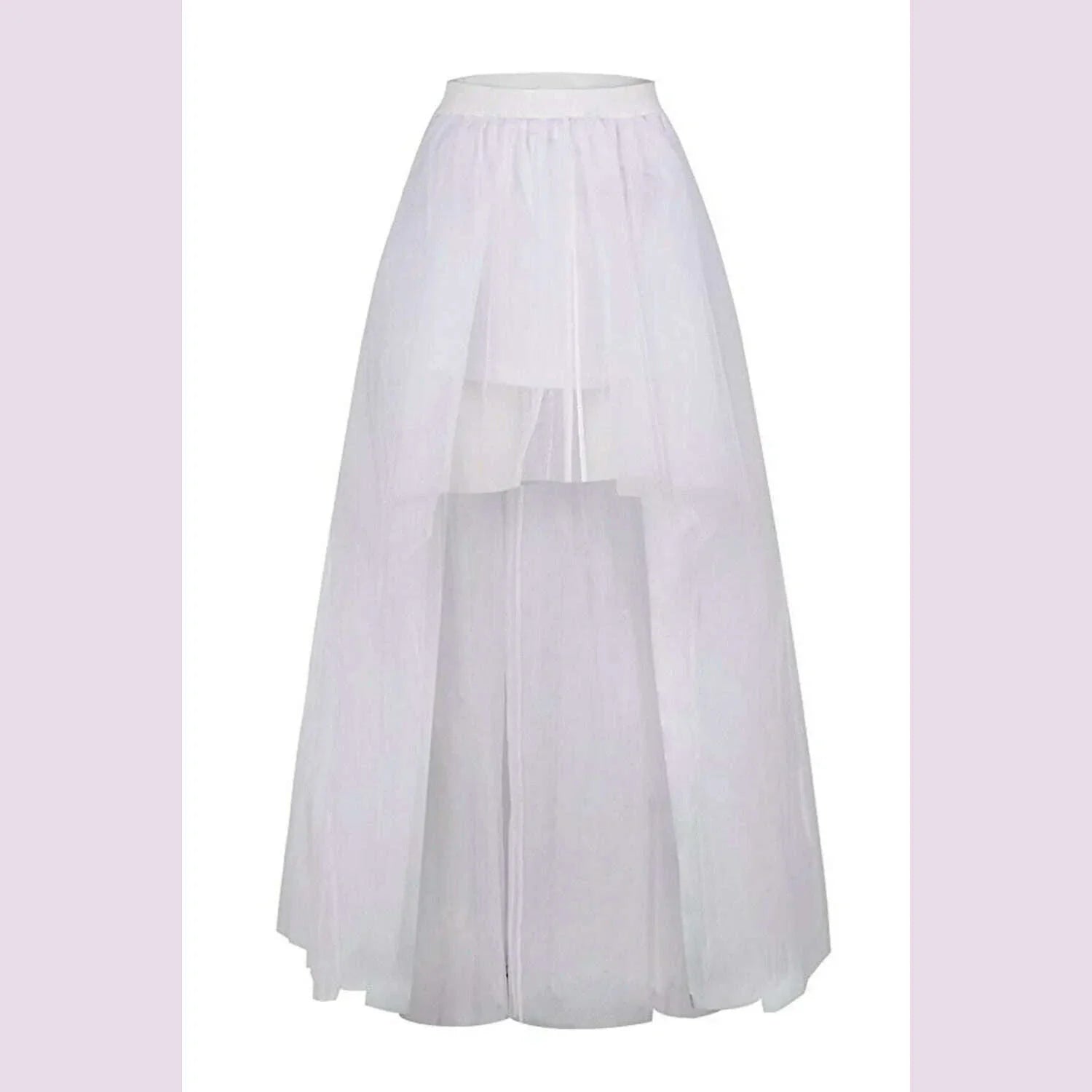 MisShow Gothic Women Hi-Lo Long Tulle Tutu Punk Skirt Elastic Waist High Low Mesh Net Halloween Cosplay Costume Maxi Skirts
