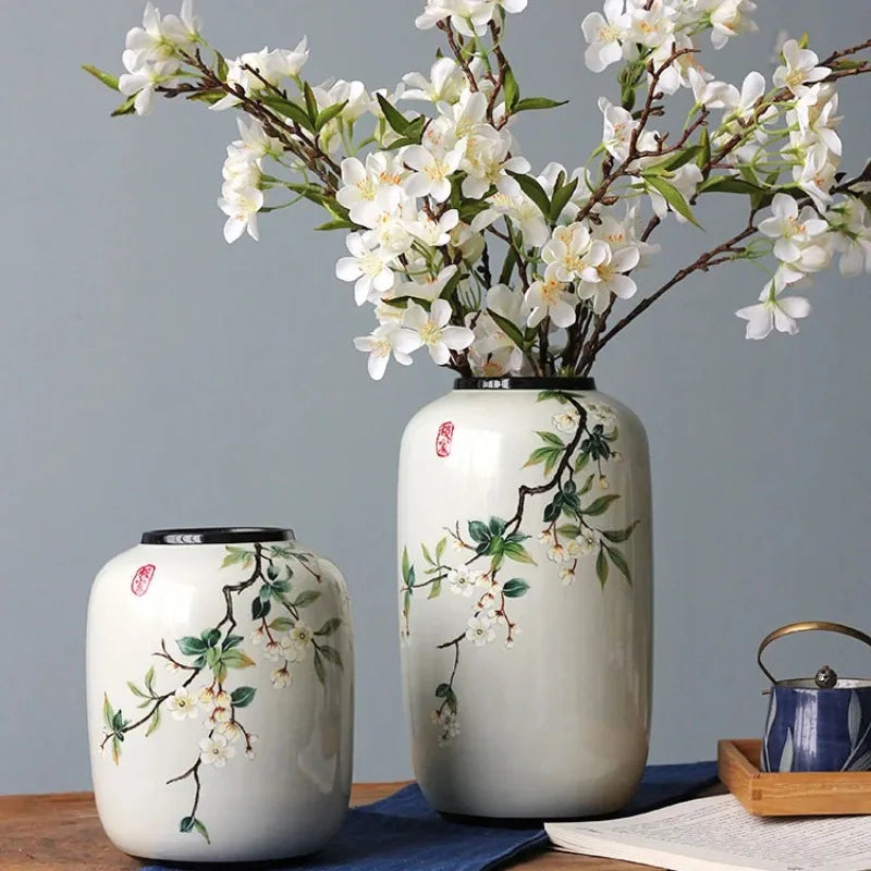 Chinese Ceramic Vase Decoration Living Room Entrance Floral Home Hydroponic Simple round Housewarming Gift Flower