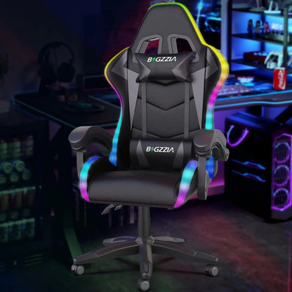 Gaming Chair with RGB LED Lights, High Back Ergonomic Computer Gamer Chair