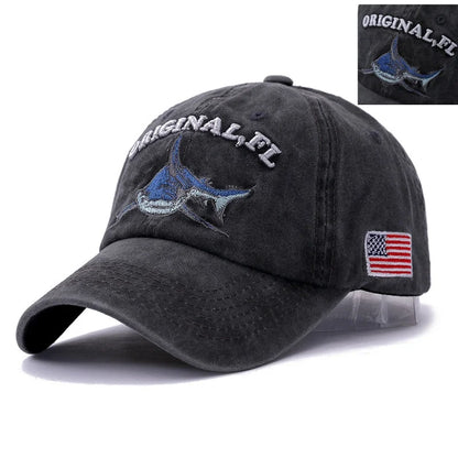 2025 New High Quality Wash Cotton America Flag Shark Men's Baseball Cap Women Snapback Hats For Men Bone Hip Hop  Dad Hat Gorras