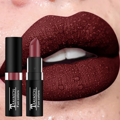 Punk Dark Wine Red Lipsticks Waterproof Easy To Color Makeup Sexy Red Lipstick Matte White Black Lip Gloss Facial Body...