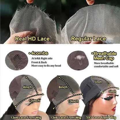 13x6 Lace Front Wigs Human Hair 250 Density Hd Body Wave Lace Frontal Human Hair Wigs For Women Glueless Pre Plucked Black Wig