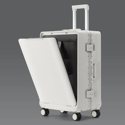 KLQDZMS Cabin Suitcase Travel Bag 20"24"26 Inch Boarding Box Aluminum Frame Trolley Case Front Opening Studen Laptop Luggage