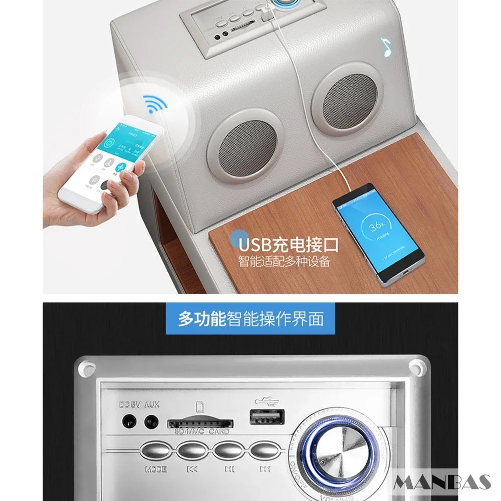 MINGDIBAO Modern Multifunctional Tech Smart Bed with Storage, USB, Speakers – King Genuine Leather Bed - Ultimate Massage Bed