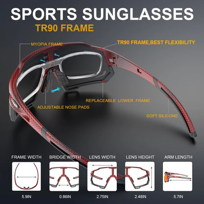 X-TIGER Cycling Glasses UV400 Photochromic Cycling Sunglasses Sports Polarized Men's Sunglasses MTB Racing Bike Glasses Eyewear