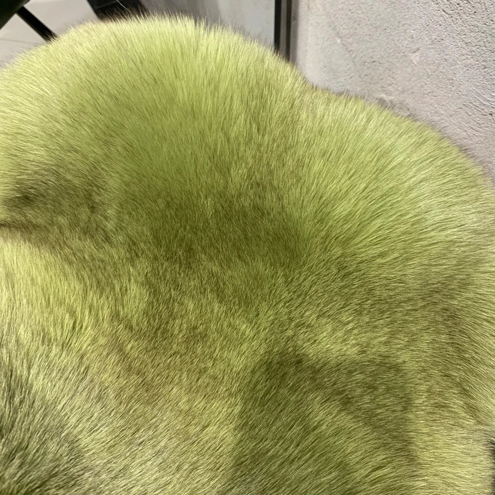 Winter Long Fur Coats Winter Female Natural Fox Fur OutWear Full Pelt Real Fox Fur Jackets with Long Sleeve