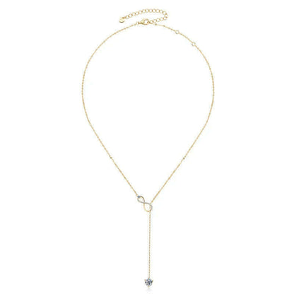 Anziw 925 Silver Infinity Necklace for Women 6.5mm D Color Moisasnite Pendant Y Shape Necklaces Anniversary Wedding Jewelry Gift