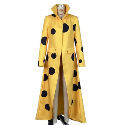 Beautyblue Polka-Dot Woolen Coat Women's Long Jacket 2025 New Split-Joint Long Sleeves Lapel Elegant Yellow Outerwears Female