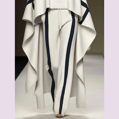 Beautyblue Striped Pants for Female Drawstring Bottoms Autumn Casual Loose Contrast Color Felt Clothes Elegant Women's Trousers