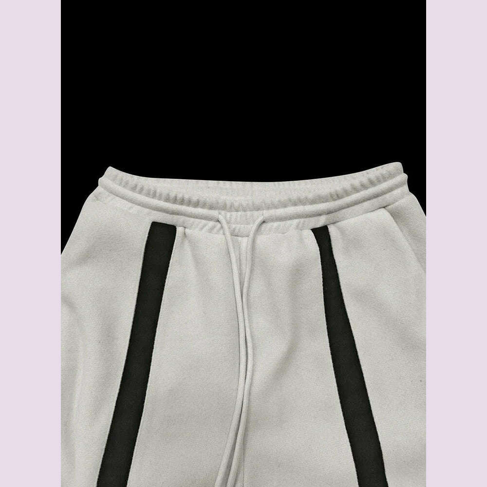 Beautyblue Striped Pants for Female Drawstring Bottoms Autumn Casual Loose Contrast Color Felt Clothes Elegant Women's Trousers