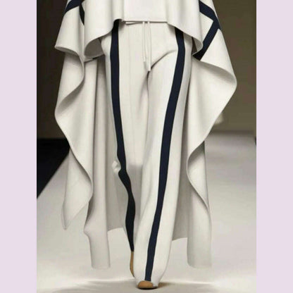 Beautyblue Striped Pants for Female Drawstring Bottoms Autumn Casual Loose Contrast Color Felt Clothes Elegant Women's Trousers