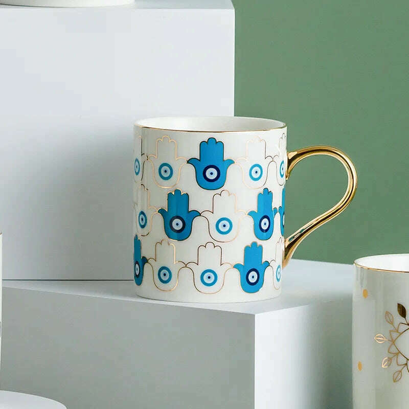 Blue Eye Coffee Cup Devil's Eye Turkish Ceramic Mug Home Breakfast Milk Novelty Cup Water Cup Afternoon Tea Cup Couples Gifts