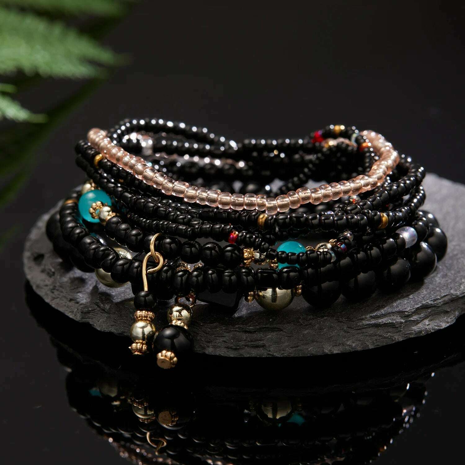 Bohemian Handmade Braided Resin Beaded Bracelets For Women Summer Colorful Natural Stone Geometric Chain Bangle Girls Jewelry