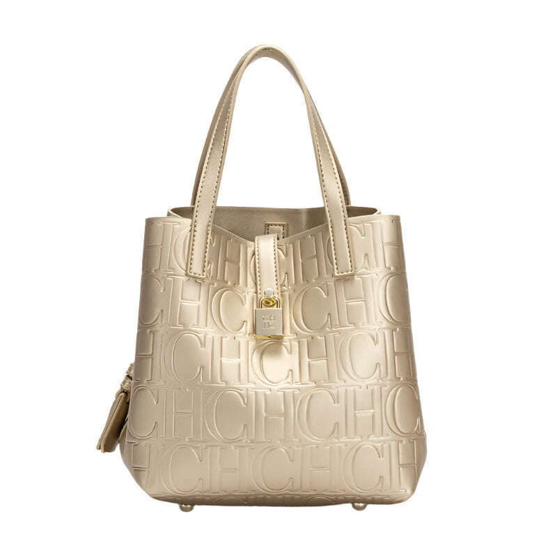 CHCH Women's Tote Bag New Steel Embossed Handheld Bun Mother Shopping Bag