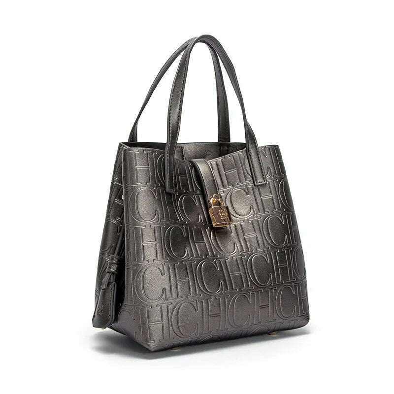 CHCH Women's Tote Bag New Steel Embossed Handheld Bun Mother Shopping Bag