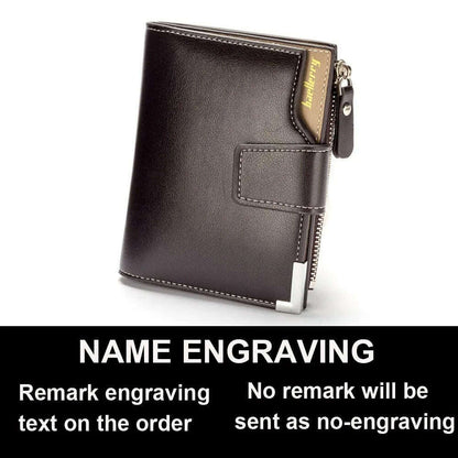 Customized Men Wallets Name Engraving Card Holders Zipper Fashion Short Men Purse PU Leather High Quality Male Purse For Men