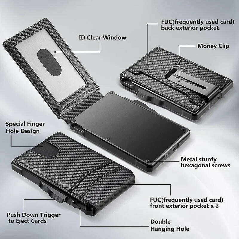 EDC Credit Card Holder Men Wallets Carbon Fiber Bank Cardholder Case Slim Wallet for Men Metal RFID Blocking Mens Wallet Choice