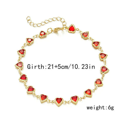 Exquisite Boho Candy Color Heart Shaped Crystal Bracelet for Women Fashion Charm Zircon Butterfly Pearl Metal Chain Bracelets