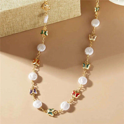 Exquisite Boho Candy Color Heart Shaped Crystal Bracelet for Women Fashion Charm Zircon Butterfly Pearl Metal Chain Bracelets