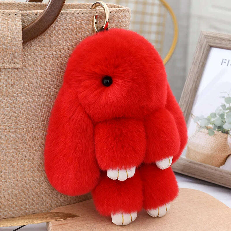 Fashion  Pendant Bag Car Charm Tag Cute Mini Rabbit Toy Doll Real Fur Monster Keychains 100% Real Genuine Rex Rabbit Fur Keychai
