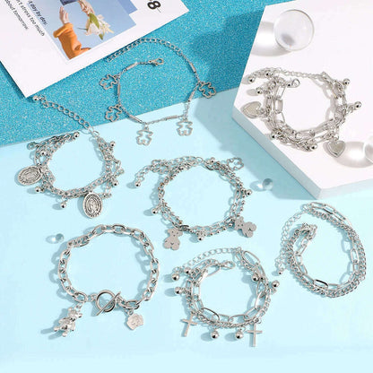 FNIO Bohemian Bracelets for Women Fashion Multilayer Beaded Chain Bracelets Set Charm Bracelet Bangles Jewelry Punk