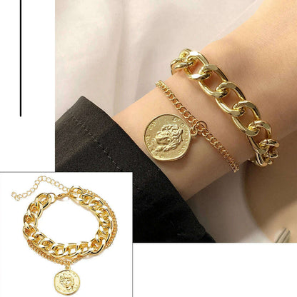 FNIO Bohemian Bracelets for Women Fashion Multilayer Beaded Chain Bracelets Set Charm Bracelet Bangles Jewelry Punk