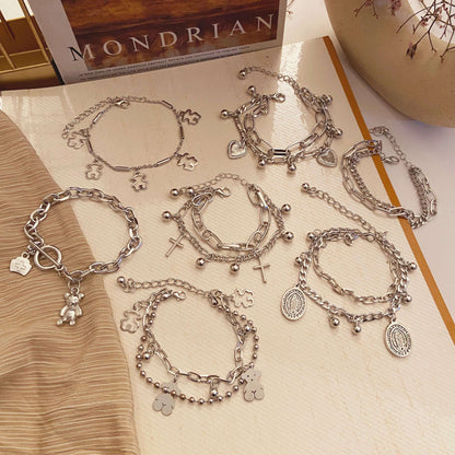 FNIO Bohemian Bracelets for Women Fashion Multilayer Beaded Chain Bracelets Set Charm Bracelet Bangles Jewelry Punk