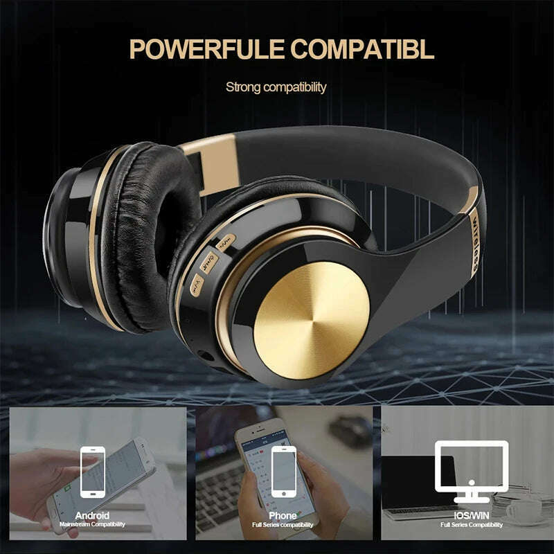 Foldable Sport Earphone HiFi Headset Wireless Headphones Bluetooth Music Headset Over Ear Bass Earphone With Mic Support TF Card