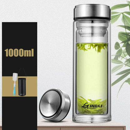 GIANXI Double-layer Glass Cup Heat-resistant Water Cups With Tea Drain Filter Office Large Capacity Glasses Drinkware