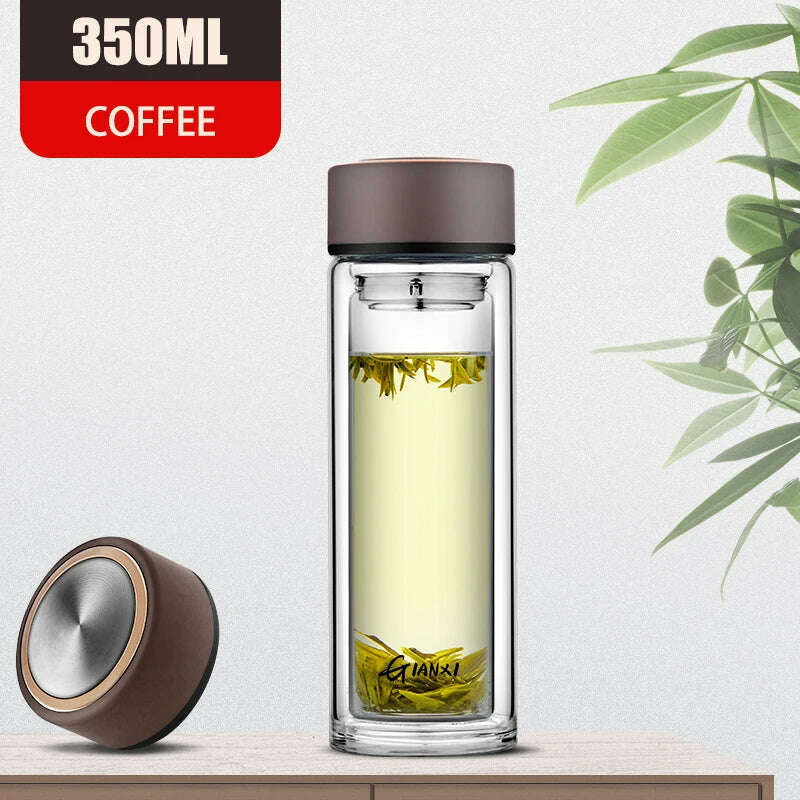 GIANXI Double-layer Glass Cup Heat-resistant Water Cups With Tea Drain Filter Office Large Capacity Glasses Drinkware