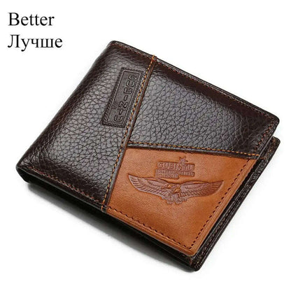 GUBINTU Genuine Leather Men Wallets Coin Pocket Zipper Real Men's Leather Wallet with Coin High Quality Male Purse Eagle cartera