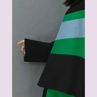 Gymystars Women's Suits Autumn Pants Sets New Casual Elegant Contrast Color Sweater Tops Loose Office Female Pullovers&Trousers