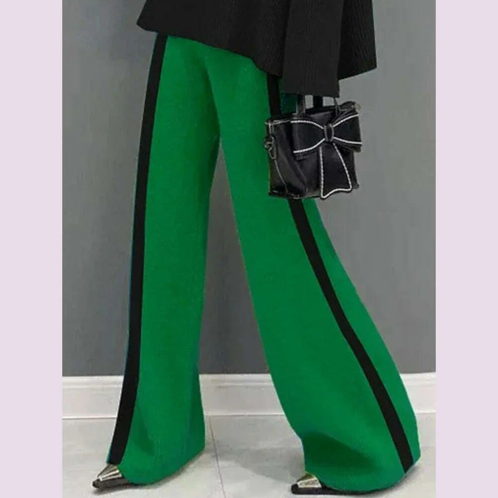 Gymystars Women's Suits Autumn Pants Sets New Casual Elegant Contrast Color Sweater Tops Loose Office Female Pullovers&Trousers