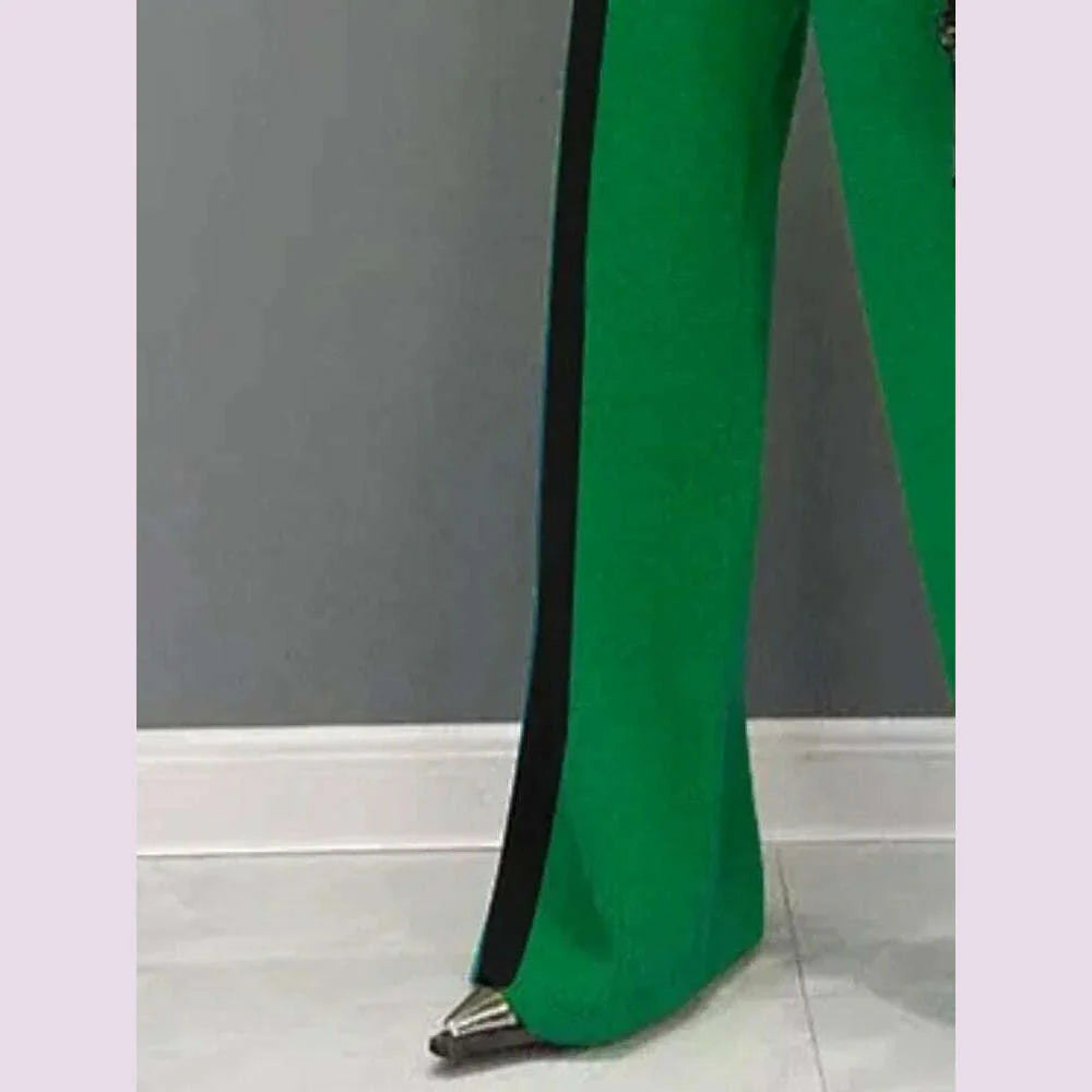 Gymystars Women's Suits Autumn Pants Sets New Casual Elegant Contrast Color Sweater Tops Loose Office Female Pullovers&Trousers