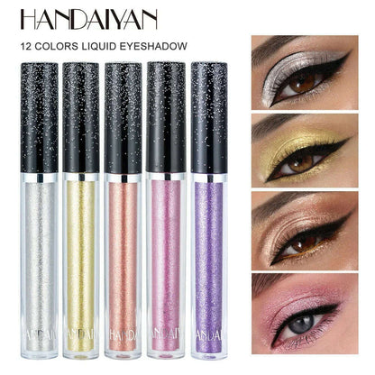 HANDAIYAN Liquid Eyeshadow Metallic Diamond Shiny Eye Liner Pen Giltter Eyeshadow Palette Lasting Shimmer Brighten Cosmetics