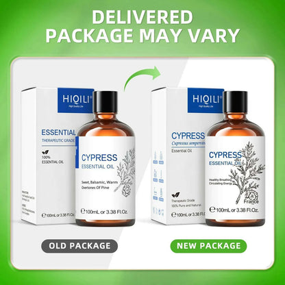 HIQILI 100ML Cypress Essential Oils ,100% Pure Nature for Aromatherapy, Diffuser, Humidifier, Massage, Woody, Relieving stress