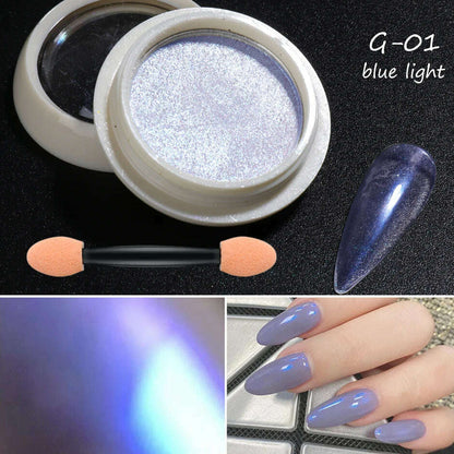 Holographic Solid Mirror Nail Glitter Laser Metallic Rubbing Dust Chrome Powder Shinning Manicure Decoration Pigment CHLF01-07-1